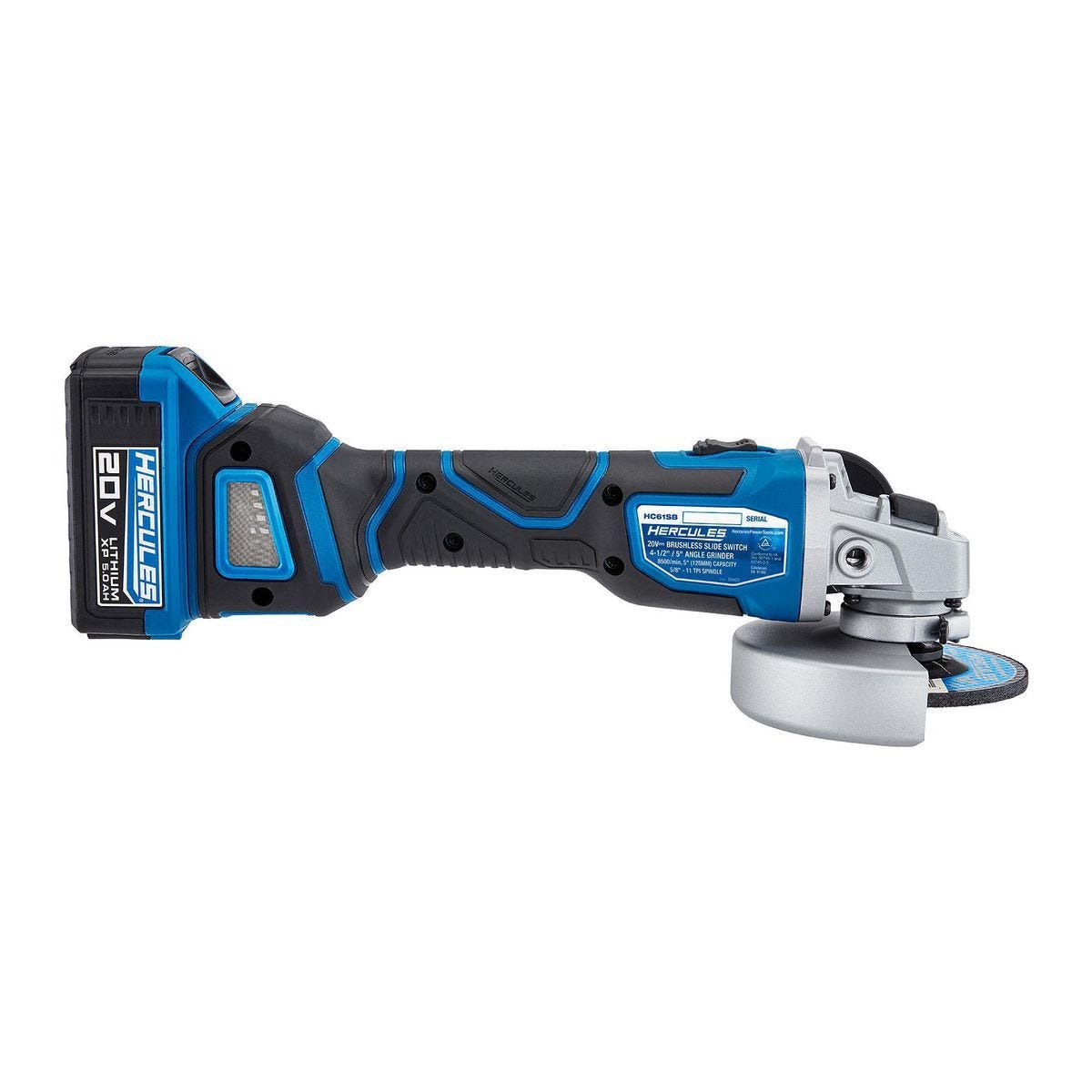 HERCULES - 20V Brushless Cordless, 4-1/2 in./5 in. Slide-Switch Angle Grinder - Tool Only - 56903