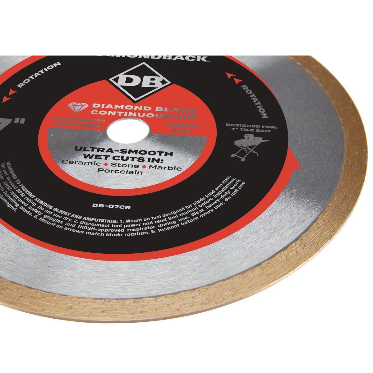 DIAMONDBACK - 7 in. Continuous Rim Wet or Dry Cut Diamond Blade - 64098