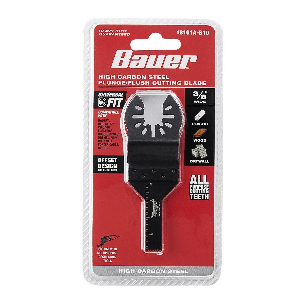 BAUER - 3/8 in. Hoja de Acero de Alto Carbono para Cortes de Inmersión y Rasantes en Herramientas Oscilantes Multiusos - 64960