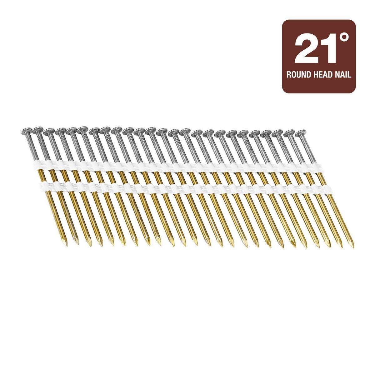 Clavos para estructuras de 3 pulgadas, ángulo de 21°, recubrimiento brillante, paquete de 2500 | 57407