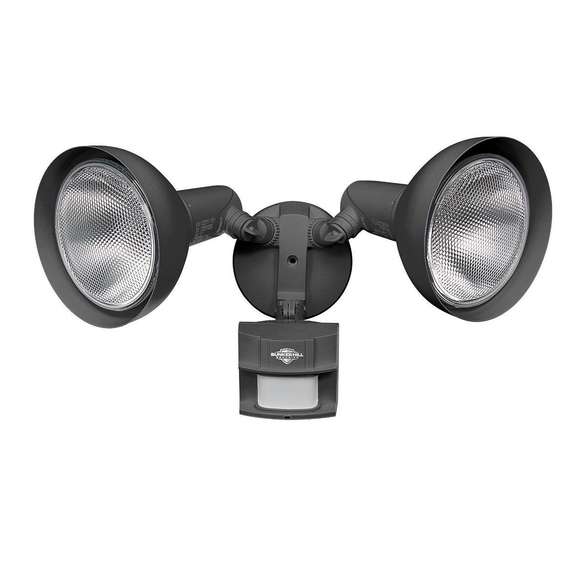 Lámpara de seguridad con sensor de movimiento de doble cabezal - Negro | 64946