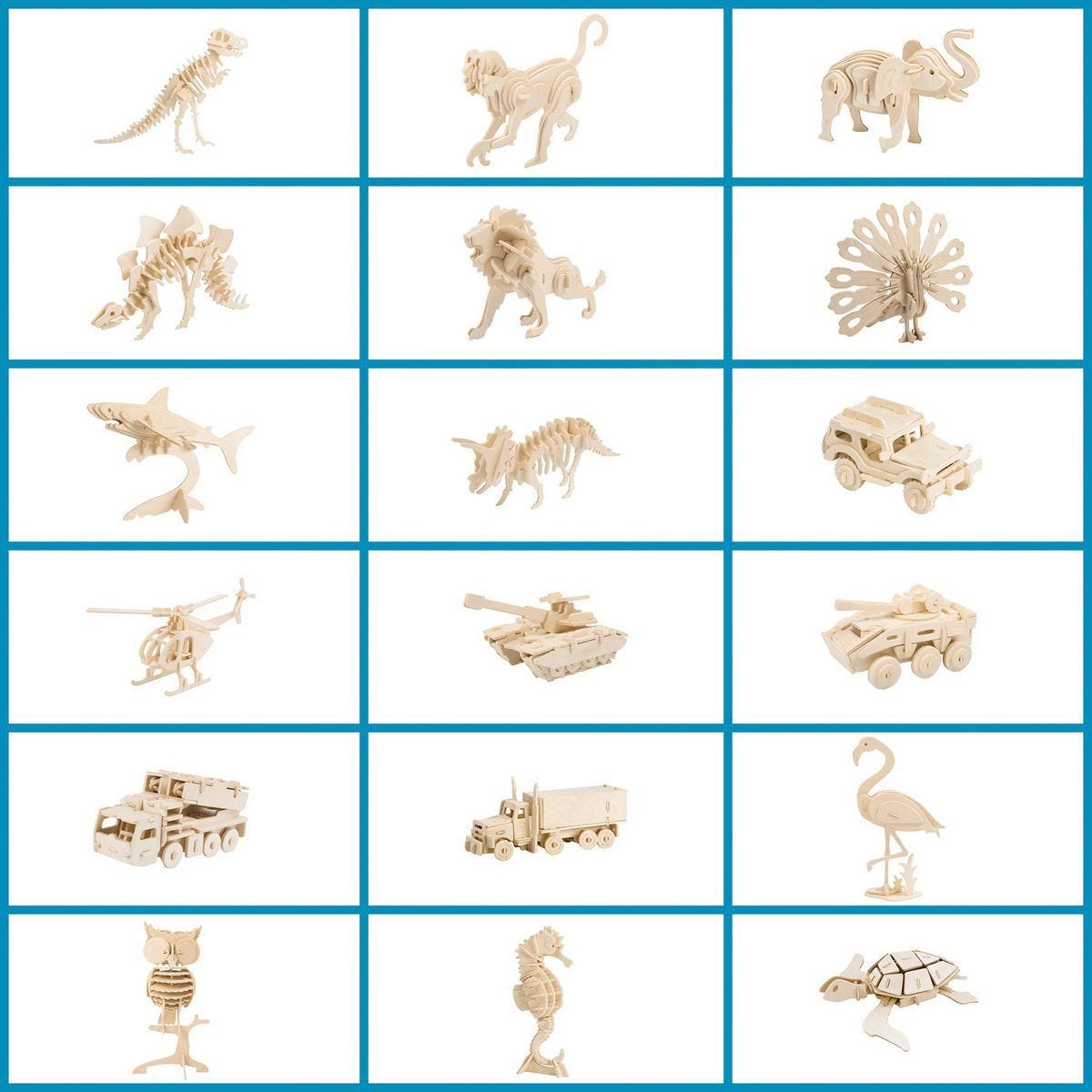 Set de rompecabezas 3D de madera para niños, 1 de 6 diseños | 72658