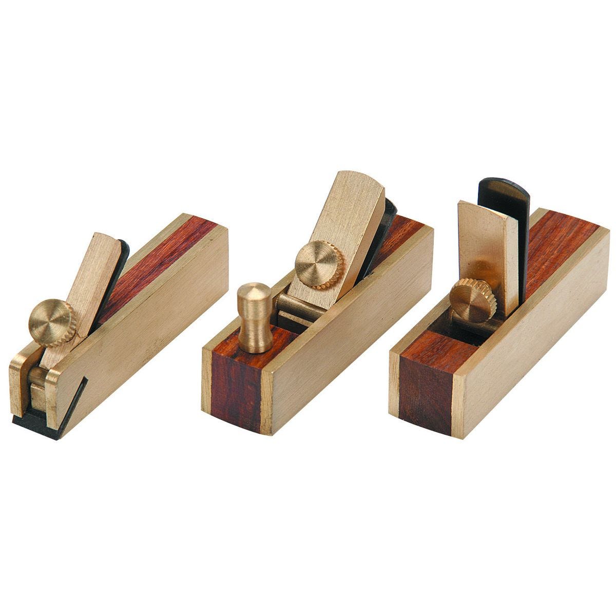 Juego de 3 cepillos de carpintería de latón mini para trabajos de detalle y manualidades | 97545