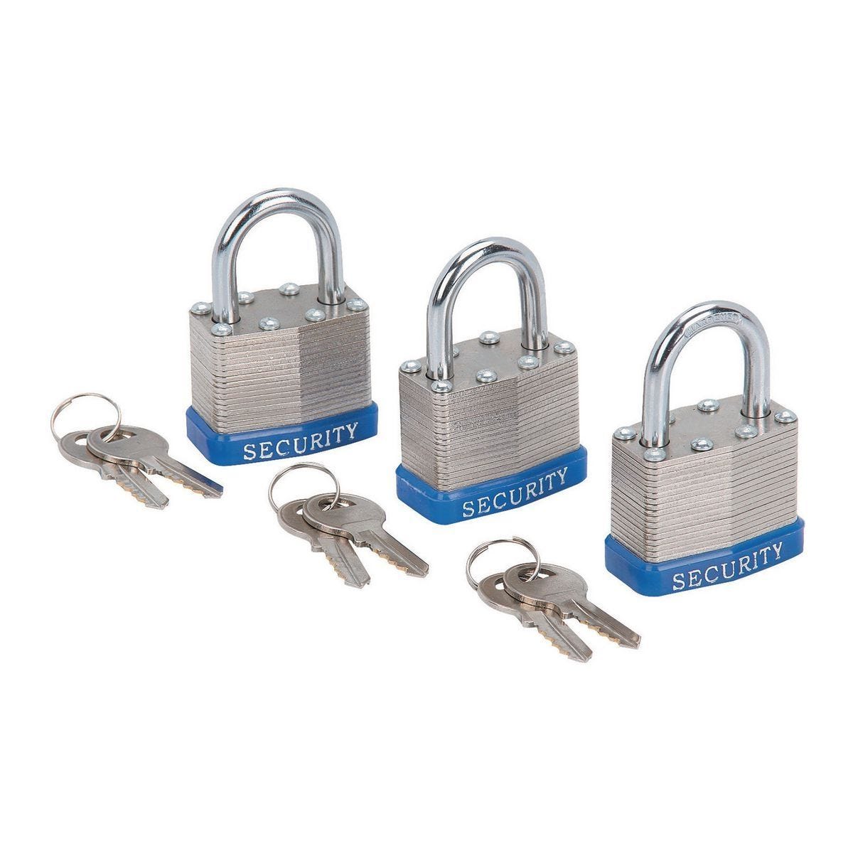 Candados de acero con llave idéntica de 1-1/2 pulgadas, paquete de 3 unidades | 61799