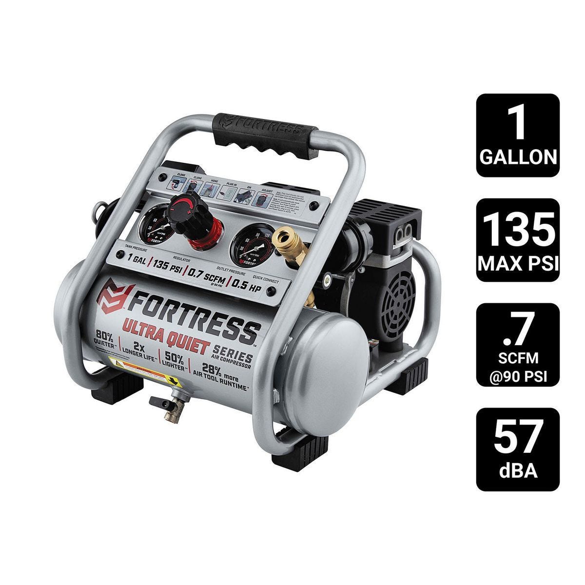 Compresor de aire portátil ultra silencioso de 1 galón y 135 PSI para obras | FT1135UQ