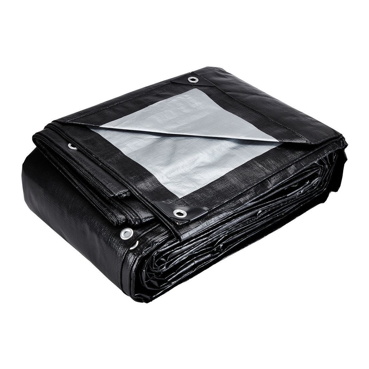 Lona extrarresistente de 12 mil, 20 pies x 30 pies, plateada y negra, resistente a la intemperie | 57030