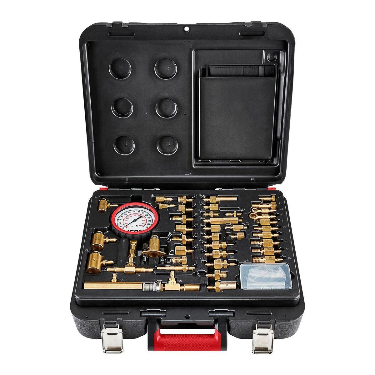 Kit de servicio para inyección de combustible Master con 46 adaptadores y manómetro dual | MH-MF54