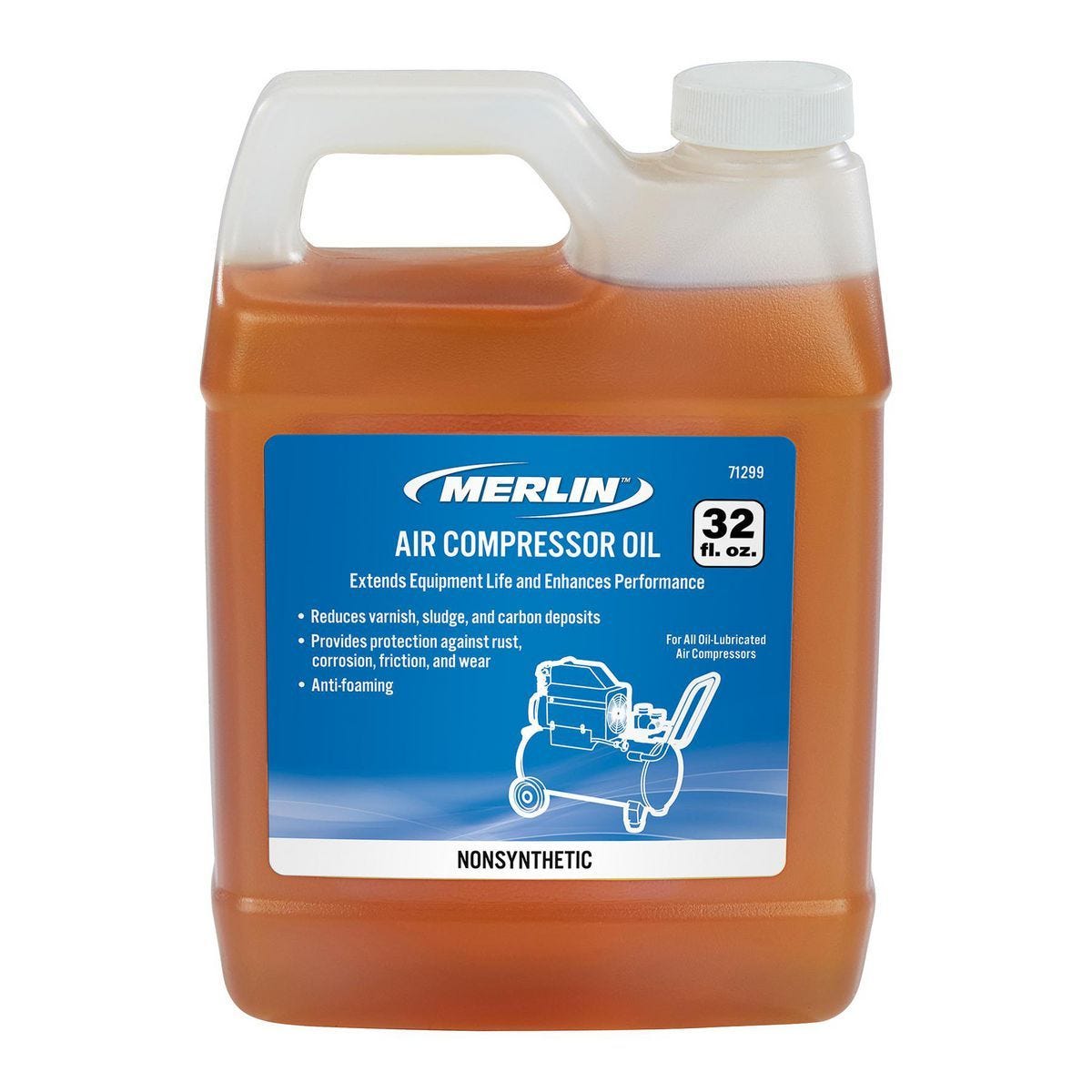 Aceite para compresor de aire 32 oz. MERLIN, sin detergente, grado ISO 100/SAE 30 | 71299