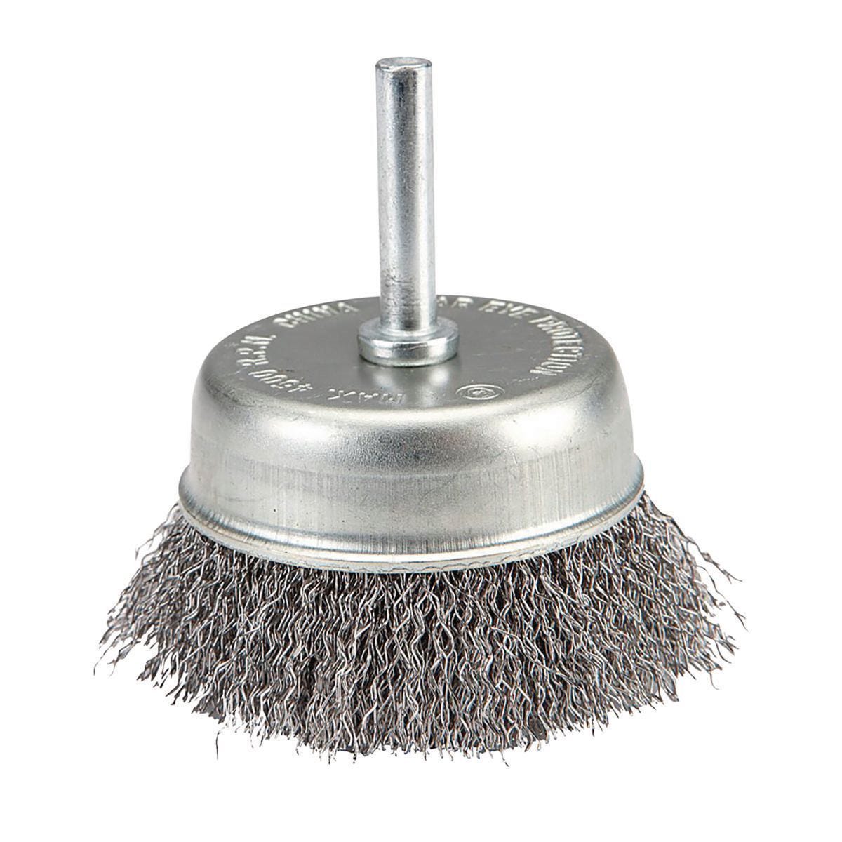Cepillo de copa de alambre de acero al carbono de 3 pulgadas y vástago de 1/4 de pulgada | 60320