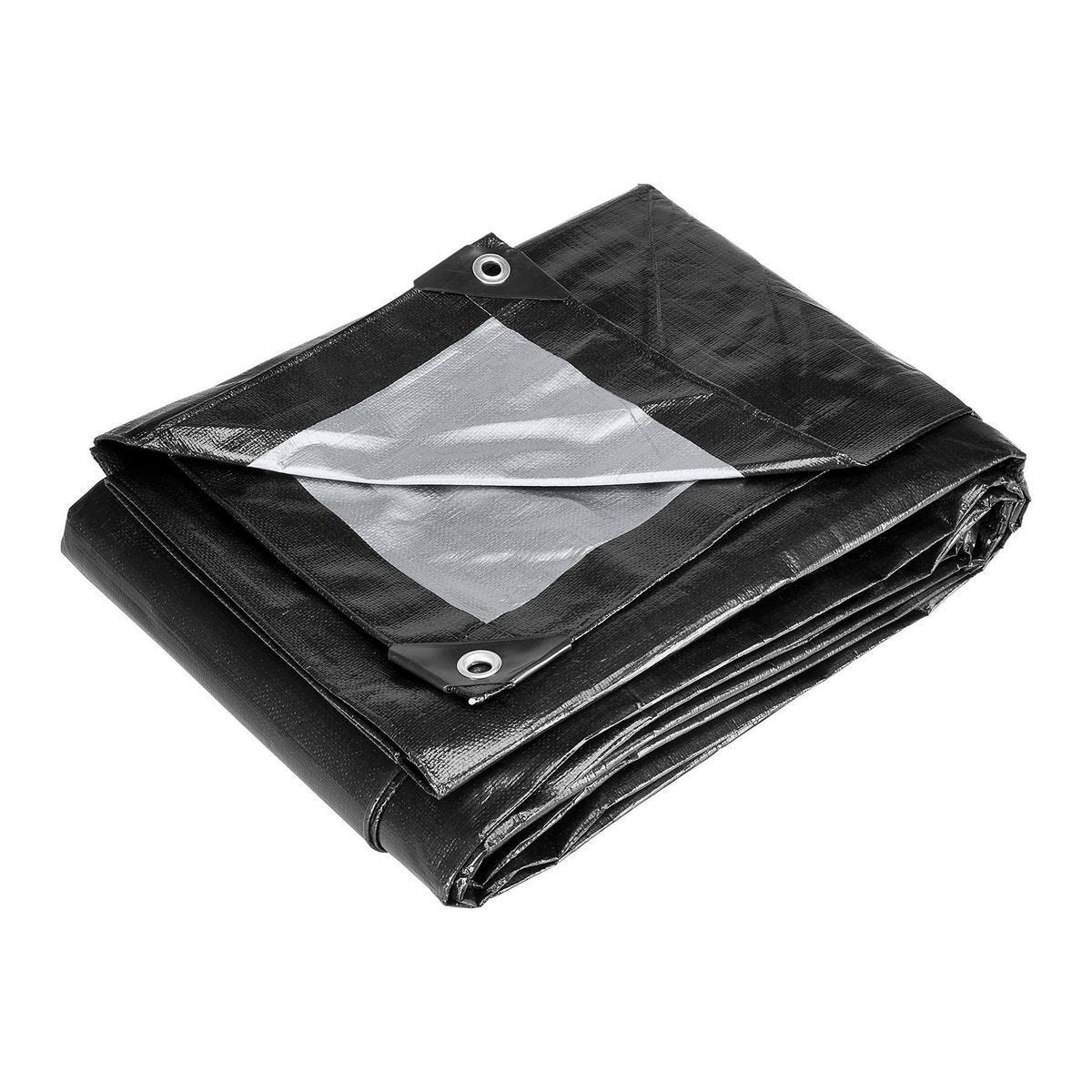 Lona extrarresistente de 12 mil, 10 pies x 12 pies, color plata y negro, resistente a la intemperie | 59271