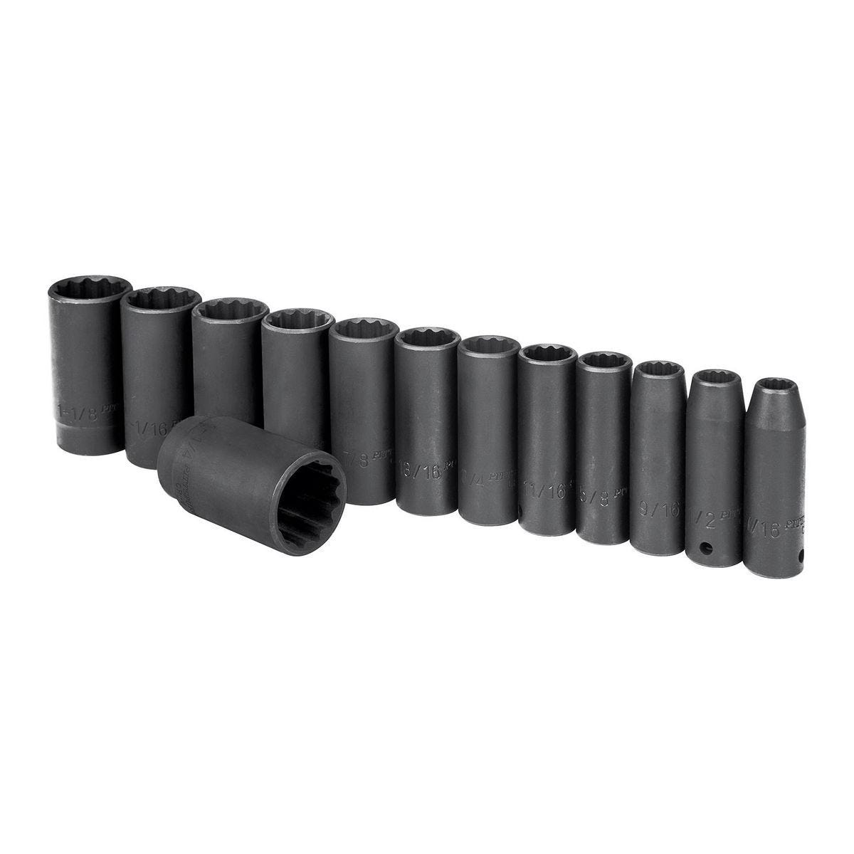 Juego de dados de impacto profundos SAE de 1/2 pulgada, 13 piezas | 61902