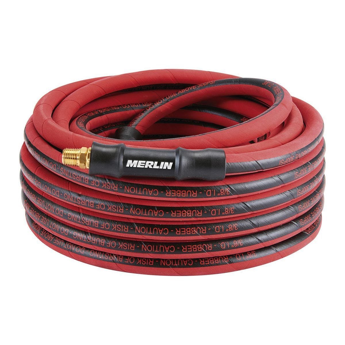 Manguera de aire de caucho premium MERLIN de 3/8 pulg. x 50 pies, con conexiones NPT de 1/4 pulg. | 58538