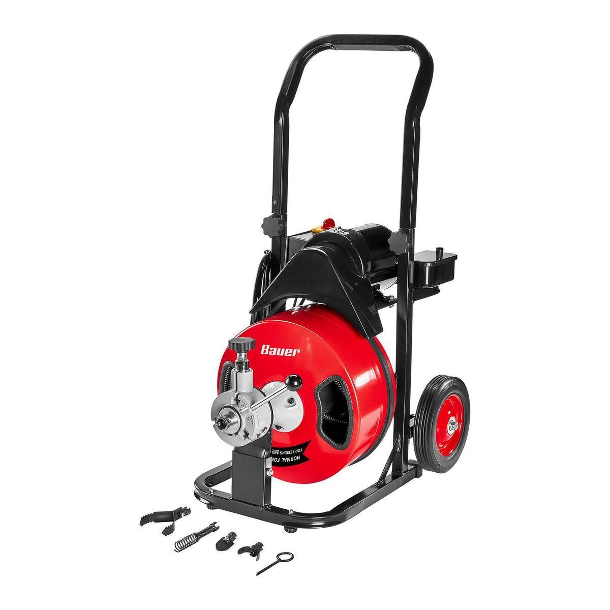 Máquina de limpieza de drenajes con alimentación automática de cable, 1/2 pulg. x 50 pies, BAUER | 22201E-B