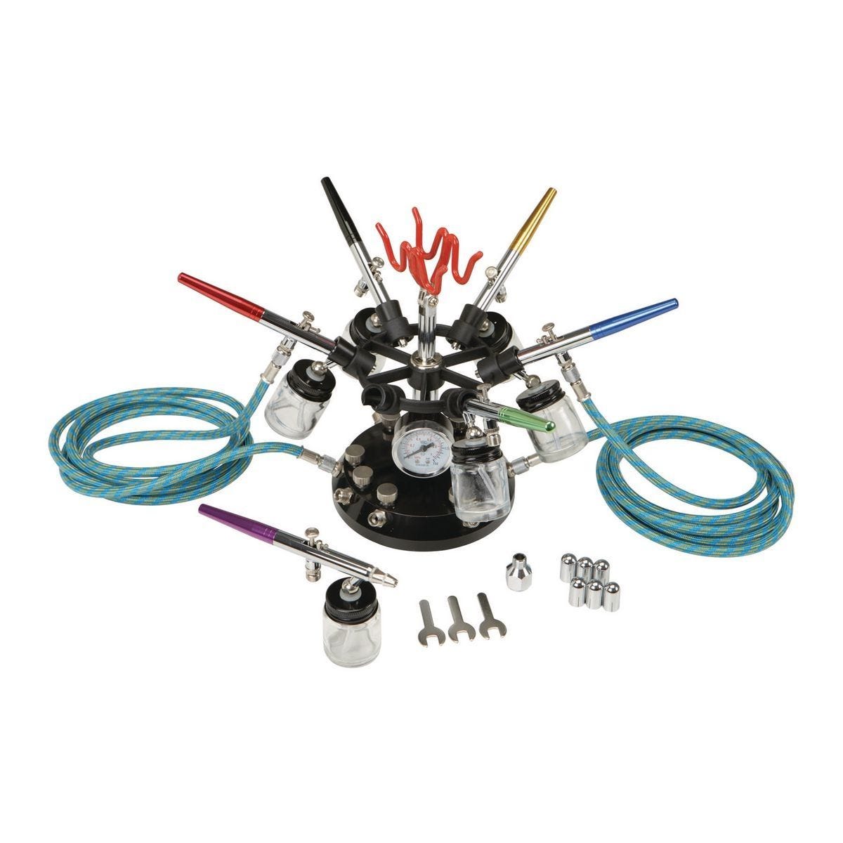 Kit de aerógrafo de 6 colores con base porta aerógrafos, 16 piezas | 95923
