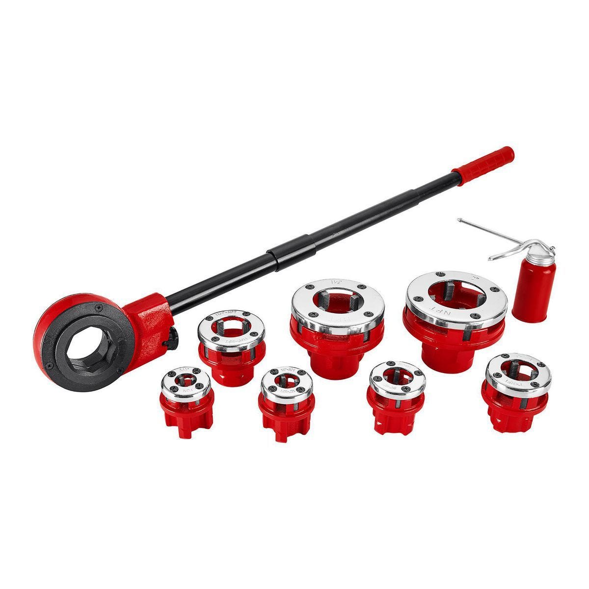 Juego de roscador de tubo con trinquete de 3/8 a 2 pulgadas, 10 piezas | 58352