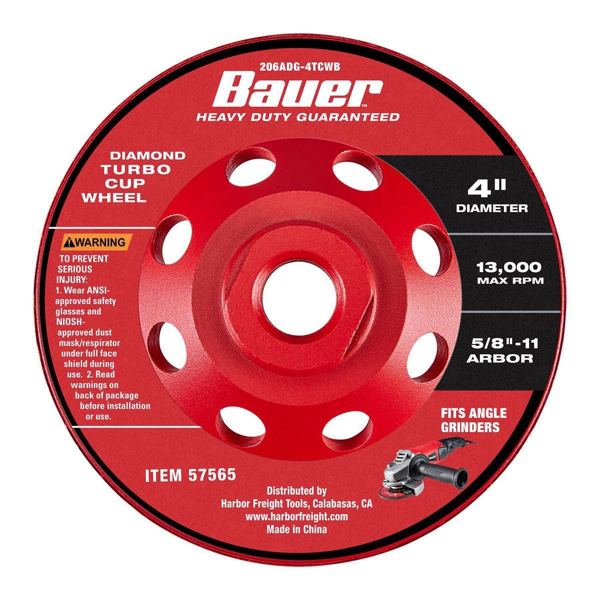 Rueda de Copa Turbo de Diamante BAUER de 4 Pulgadas para Amoladora Angular | 57565