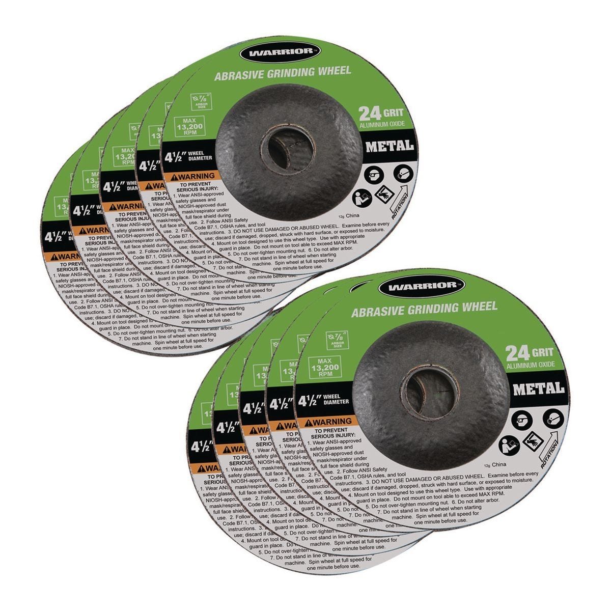 Disco de desbaste para metal de 4-1/2 pulgadas y grano 24, paquete de 10 | 69235