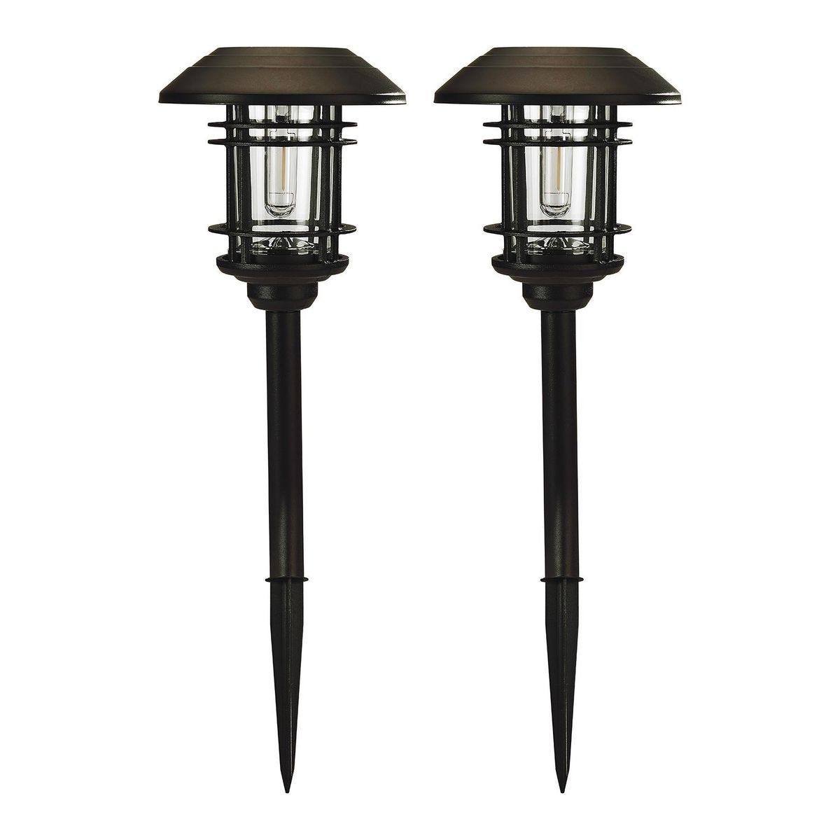 Luminaria solar LED para caminos de 19 pulgadas, acabado bronce y lente de vidrio, 8 lúmenes, paquete de 2 | 59351