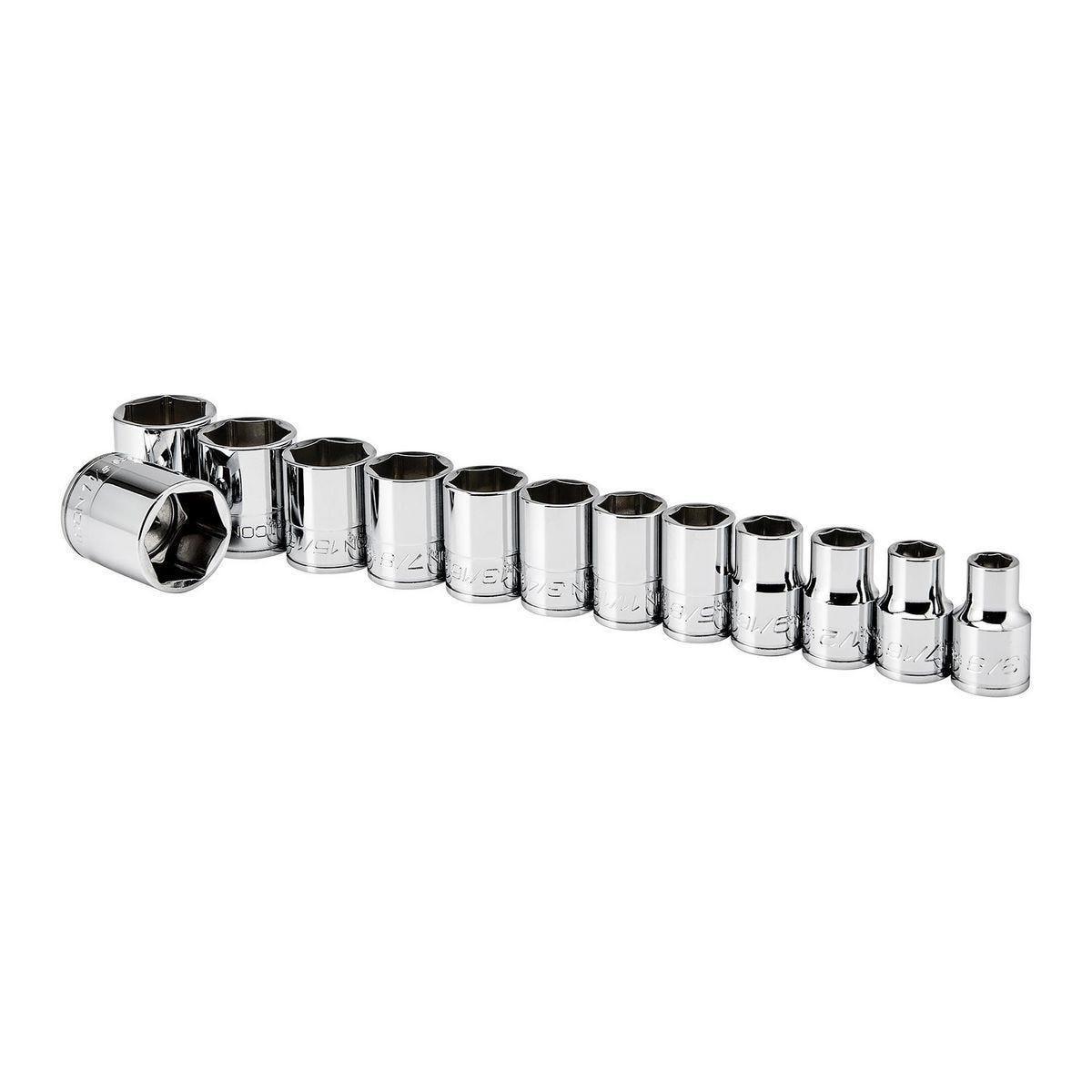Juego de dados de 13 piezas SAE, drive 1/2 pulgada, profesional, marca ICON | S3SS-13