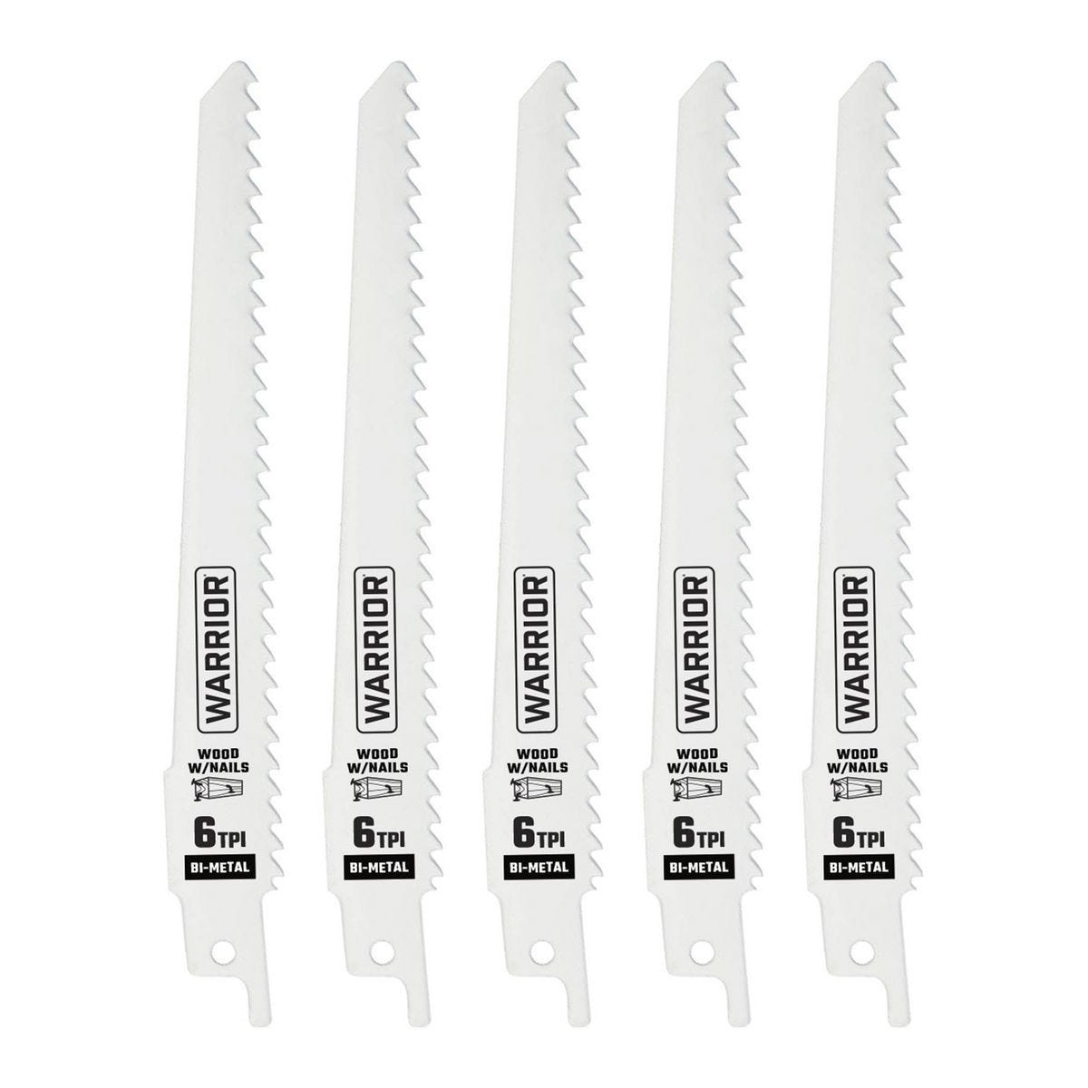 Paquete de 5 hojas de sierra reciprocante bi-metal para cortar madera, 6 pulgadas, 6 TPI | 68030