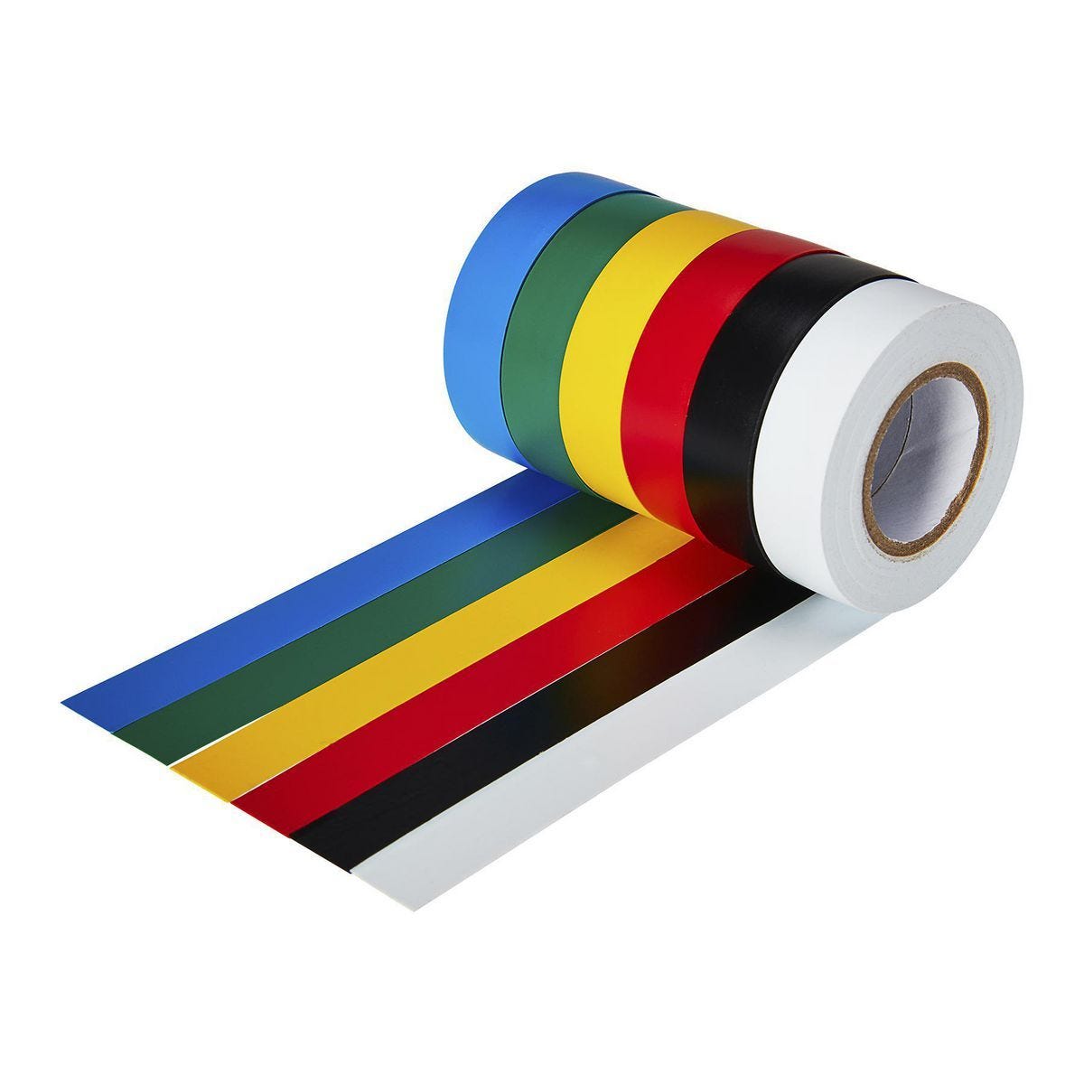 Cinta eléctrica de colores múltiples de 1/2 pulg. x 20 pies, paquete de 6 piezas | 59743