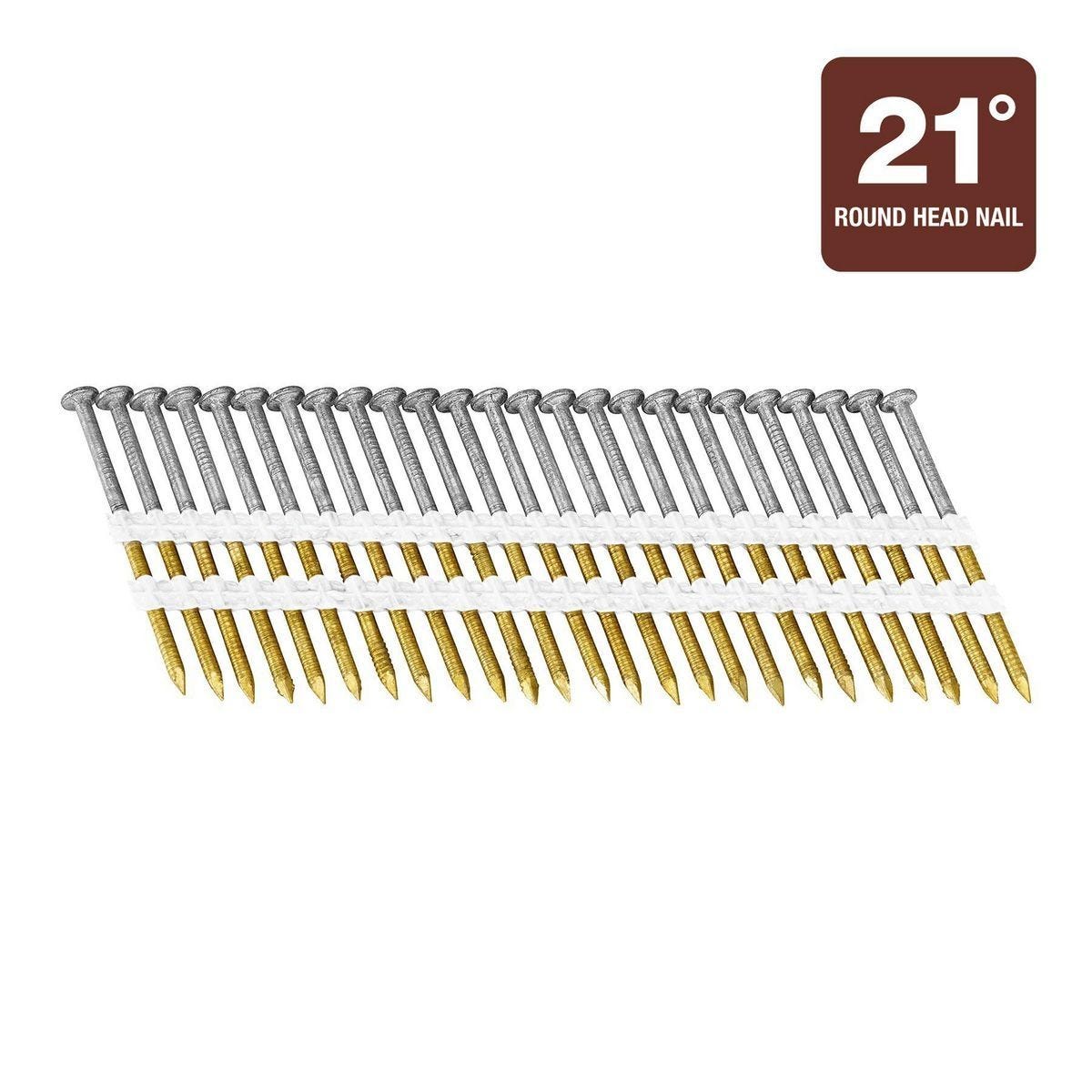 Clavos para estructura galvanizados de 2-3/8 pulgadas, anillo de sujeción, ángulo de 21°, paquete de 2500 | 57405