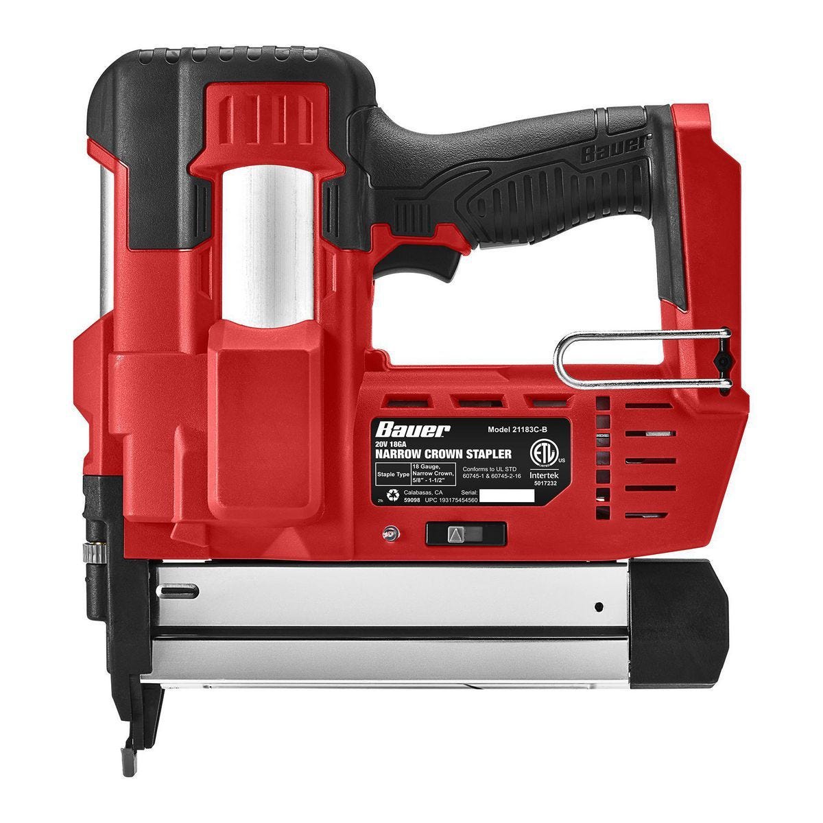 Clavadora de grapas de corona estrecha calibre 18 inalámbrica 20V BAUER - Solo herramienta | 59098