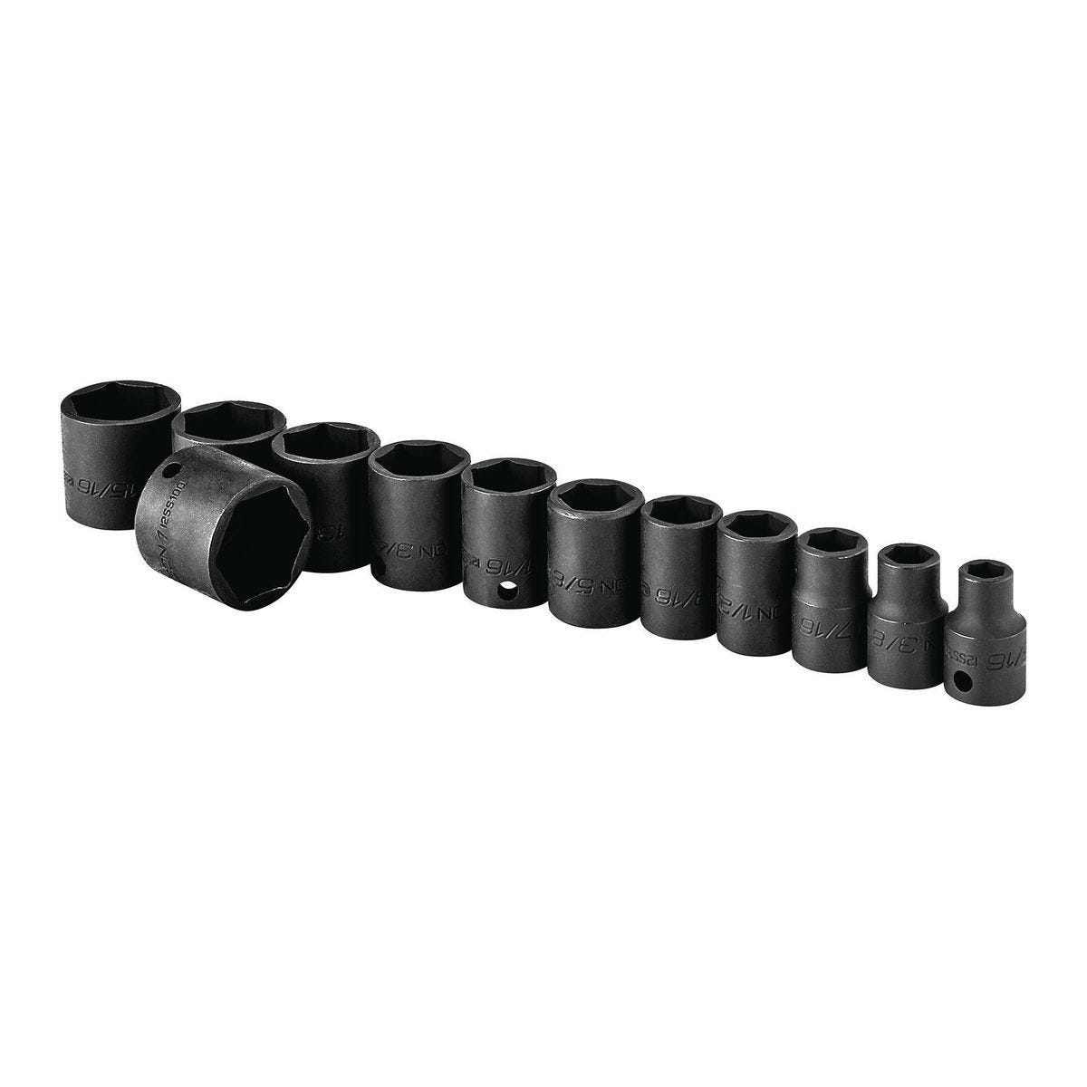 Juego de dados de impacto profesional SAE de 12 piezas, 3/8 pulgadas | I2SS-12