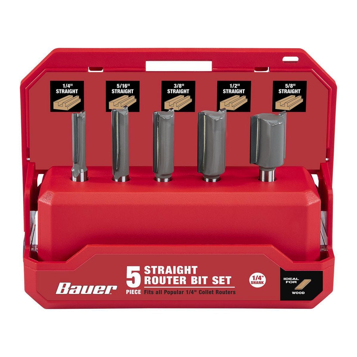Juego de 5 fresas de corte recto con punta de carburo BAUER 22124A-B5 | 59509