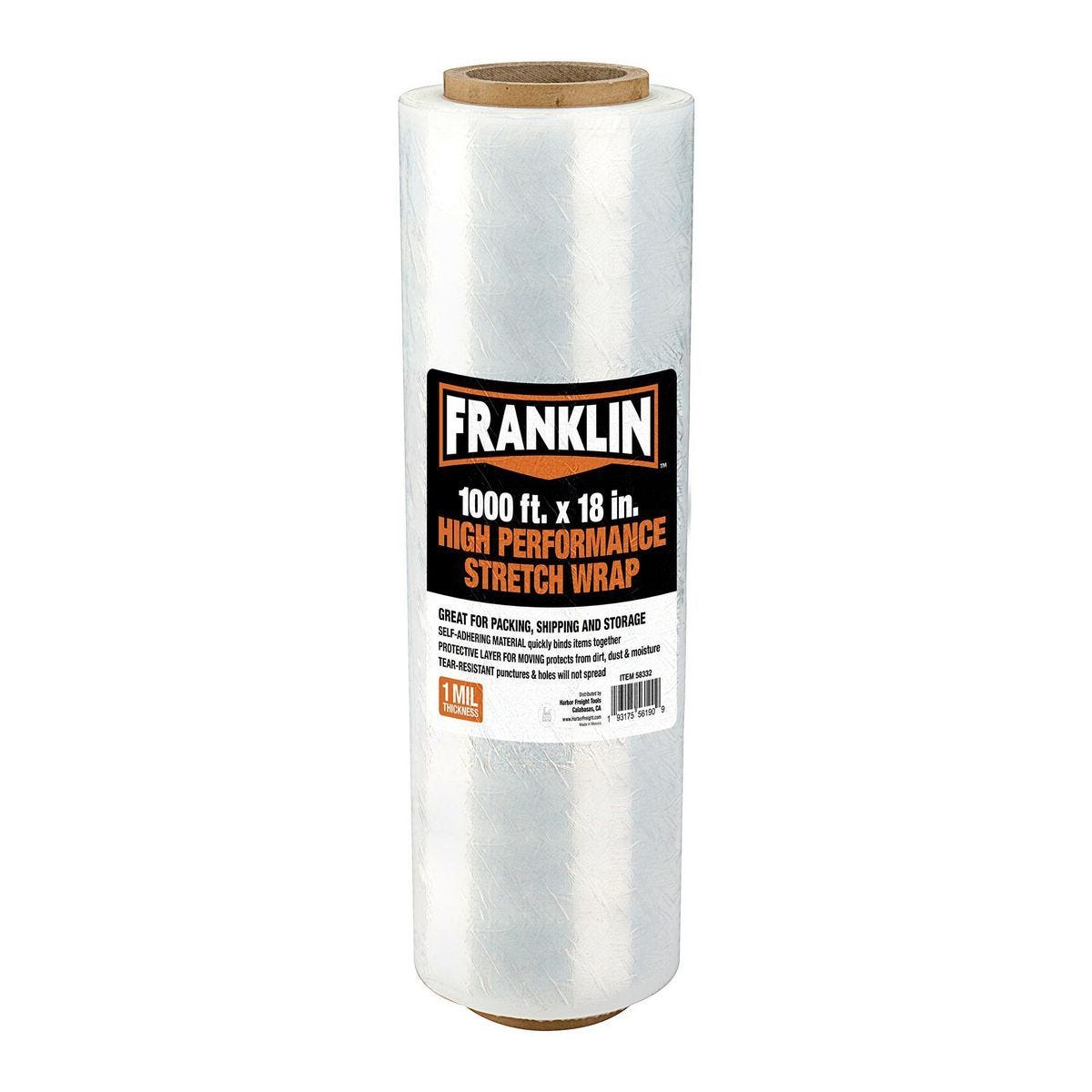 Película stretch de alto rendimiento FRANKLIN, 18 pulgadas x 1000 pies, para embalaje y almacenamiento | 58332