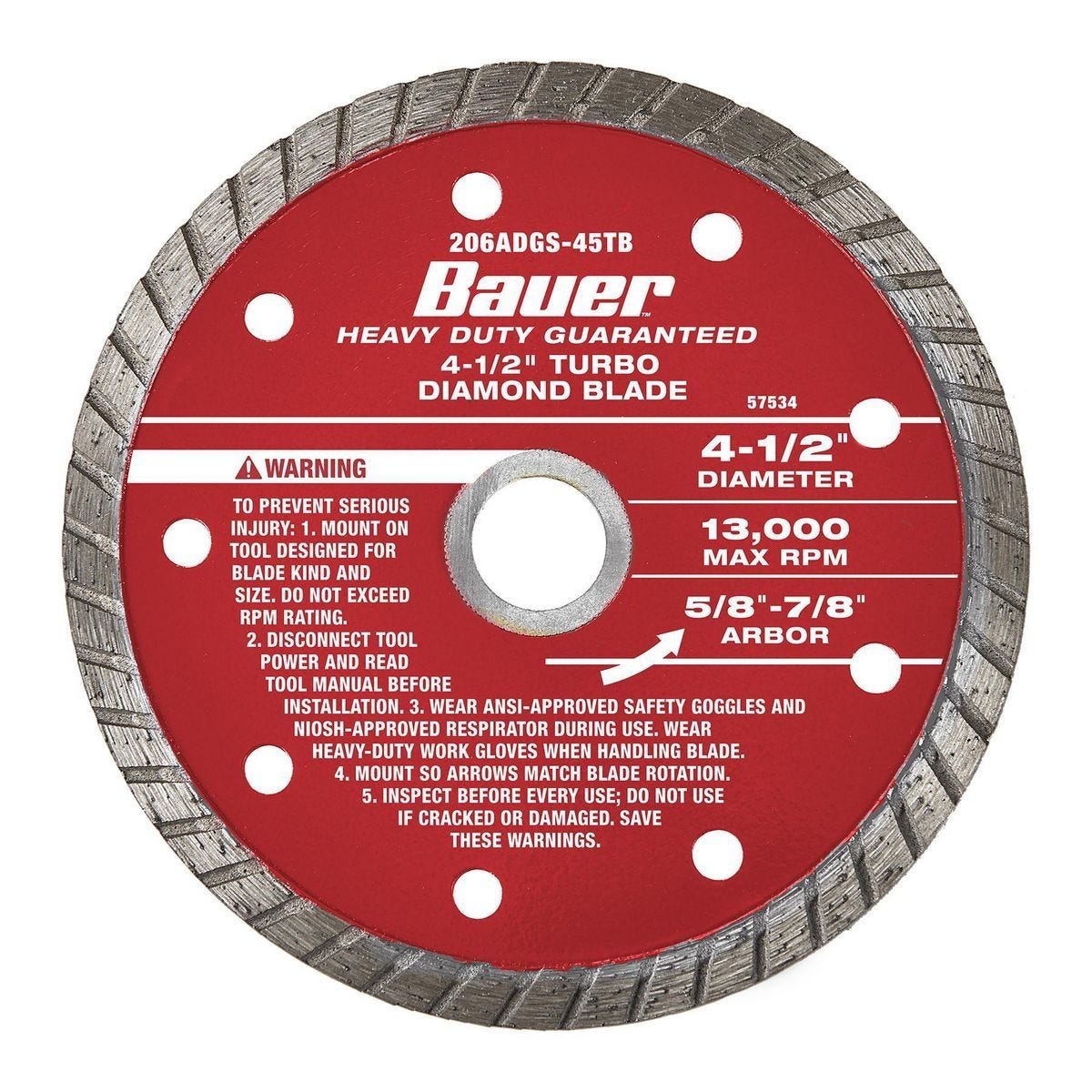 Disco de diamante turbo de 4-1/2 pulgadas para corte húmedo o seco | 57534