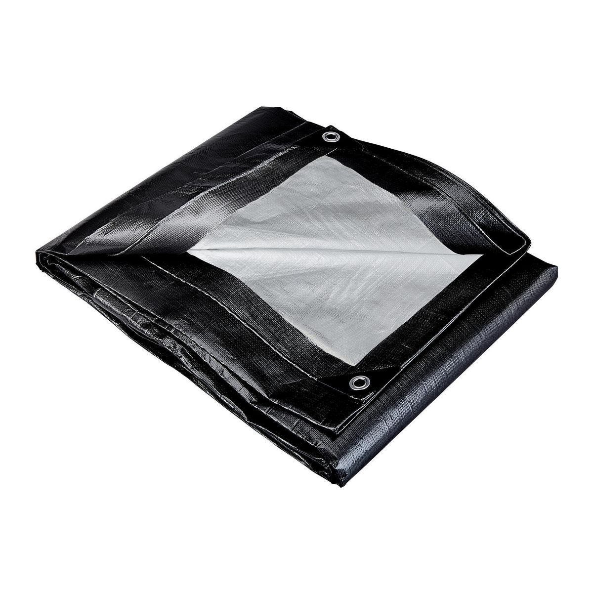Lona extrarresistente de 8x10 pies, plateada y negra, de 12 milésimas, resistente a la intemperie | 57031