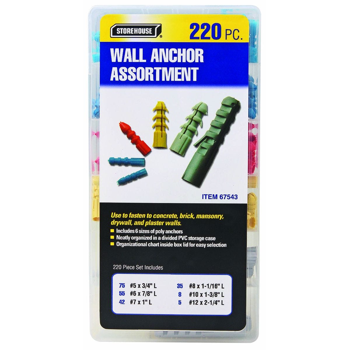 Juego de Anclas para Pared, 220 Piezas | 67543