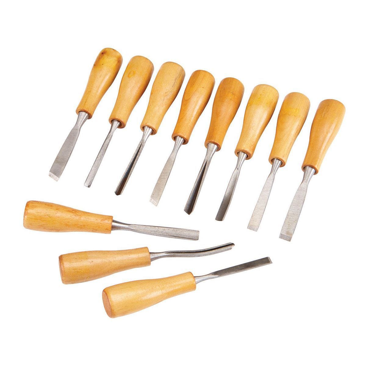 Juego de gubias para tallado de madera de 11 piezas con mangos de madera dura | 56186