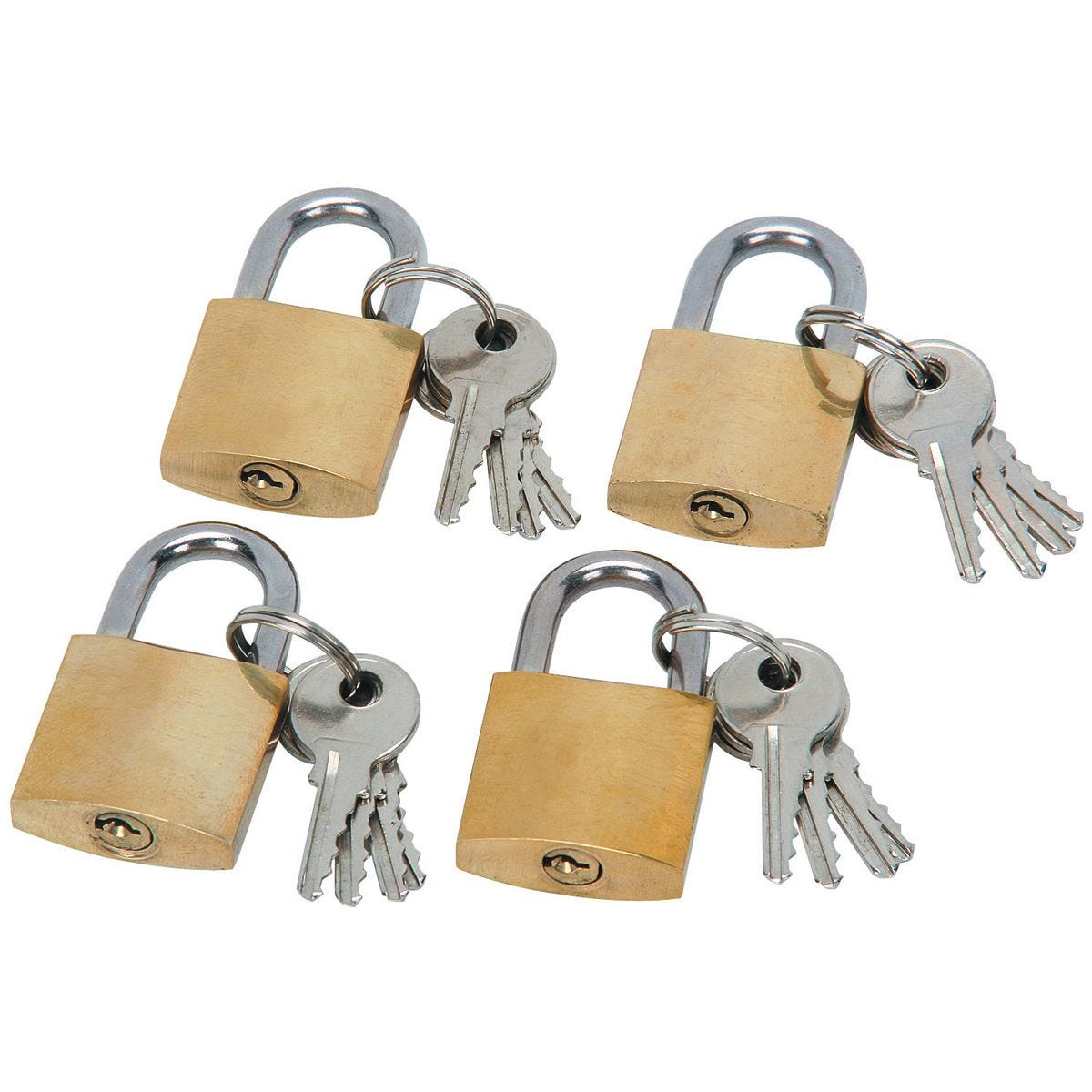 Juego de 4 candados de seguridad con llaves idénticas | 97075