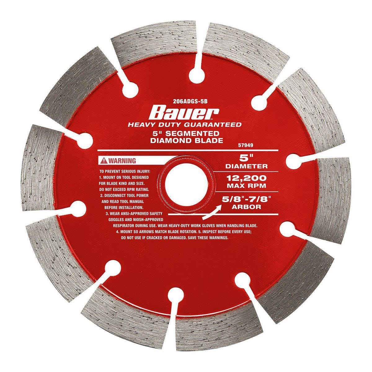 Disco de diamante segmentado de 5 pulgadas para corte en húmedo o seco | 57949