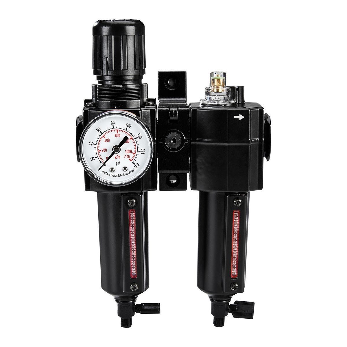 Unidad modular FRL con manómetro, filtro, regulador y lubricador de aire de 3/8 pulg. NPT | 58184
