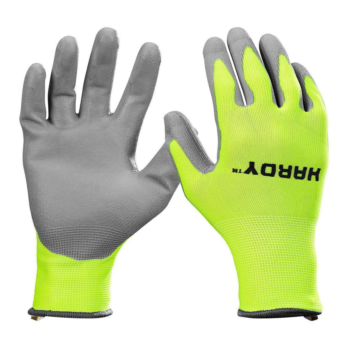 Guantes de trabajo con recubrimiento de poliuretano y alta visibilidad, talla grande | 64242