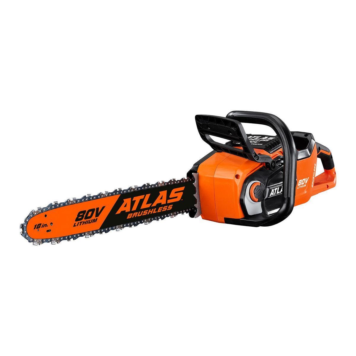 Motorsierra inalámbrica ATLAS de 80V sin escobillas, barra de 18 pulgadas - Solo herramienta | 56937