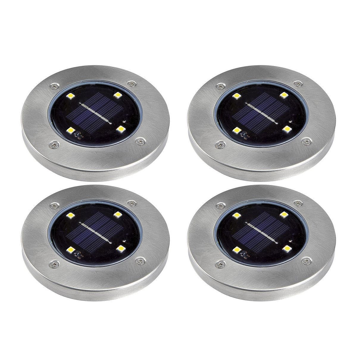 Luminarias solares LED empotrables para jardín, paquete de 4 unidades | 59306
