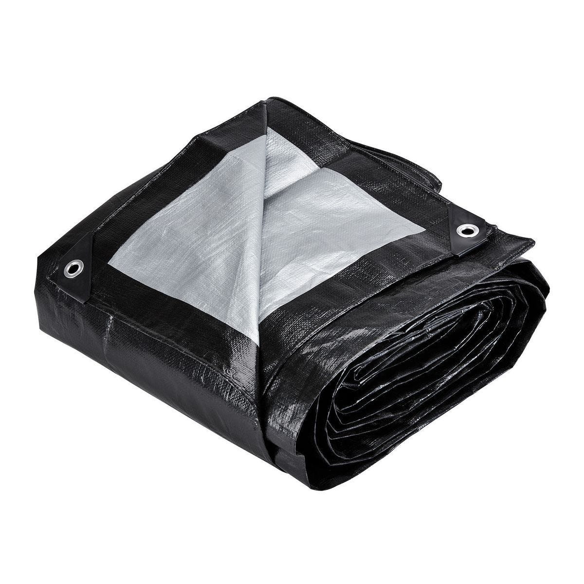 Lona extrarresistente de 12 x 20 pies, plateada y negra, de 12 milésimas de pulgada, resistente a la intemperie | 57029