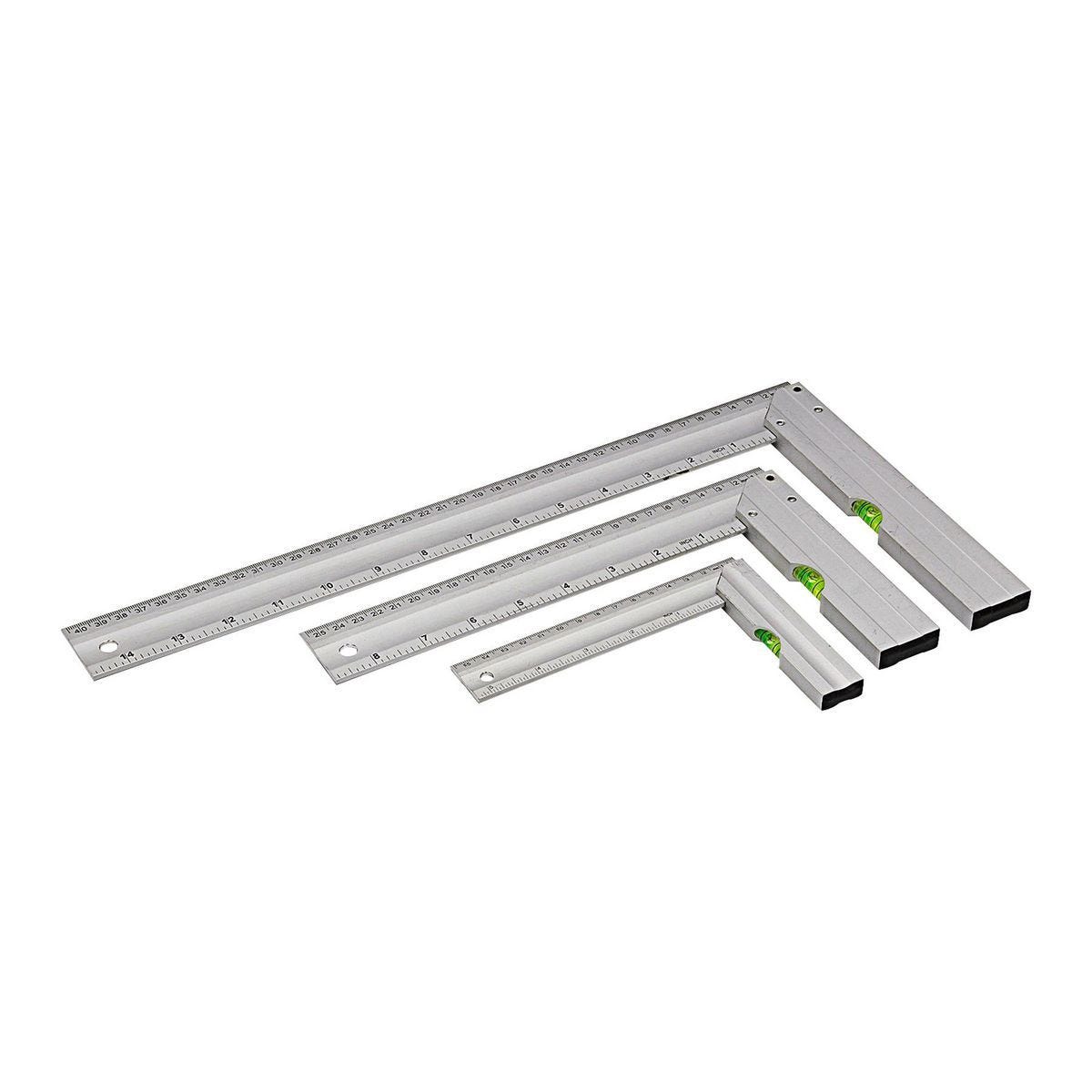 Juego de escuadras L con niveles, 3 piezas de aluminio | 63033