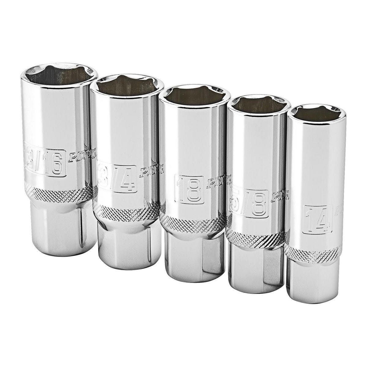 Juego de 5 piezas de sockets para bujías SAE y métricas, con entrada de 3/8 pulgadas | 70701