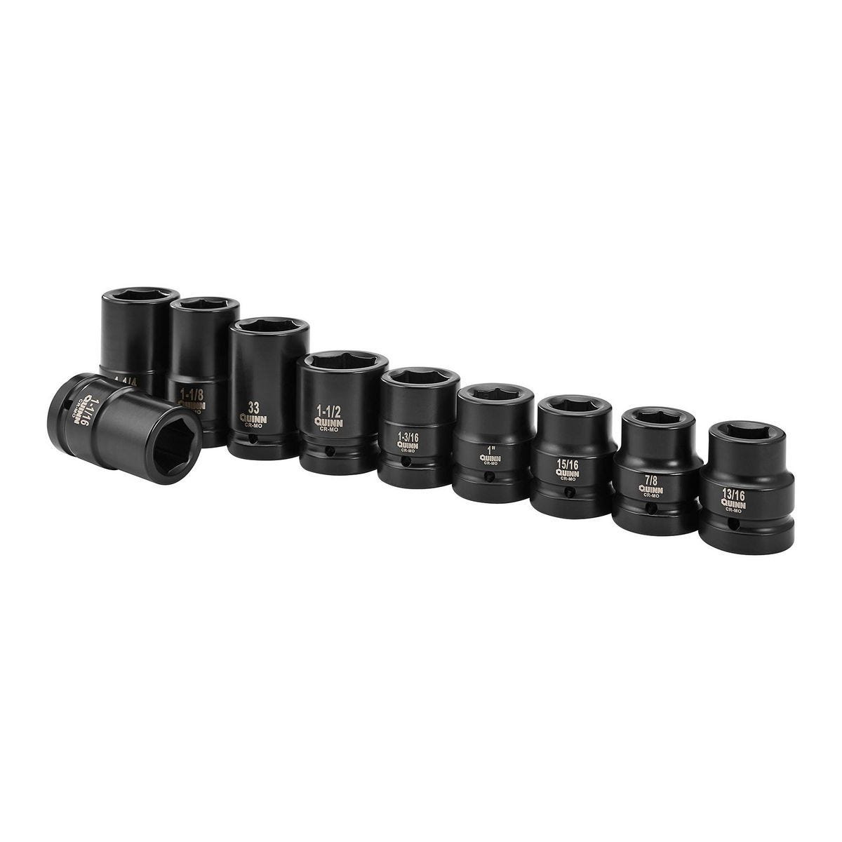 Juego de dados de impacto para servicio pesado de camiones, 10 piezas, 1 pulgada, SAE y métrico | 70182