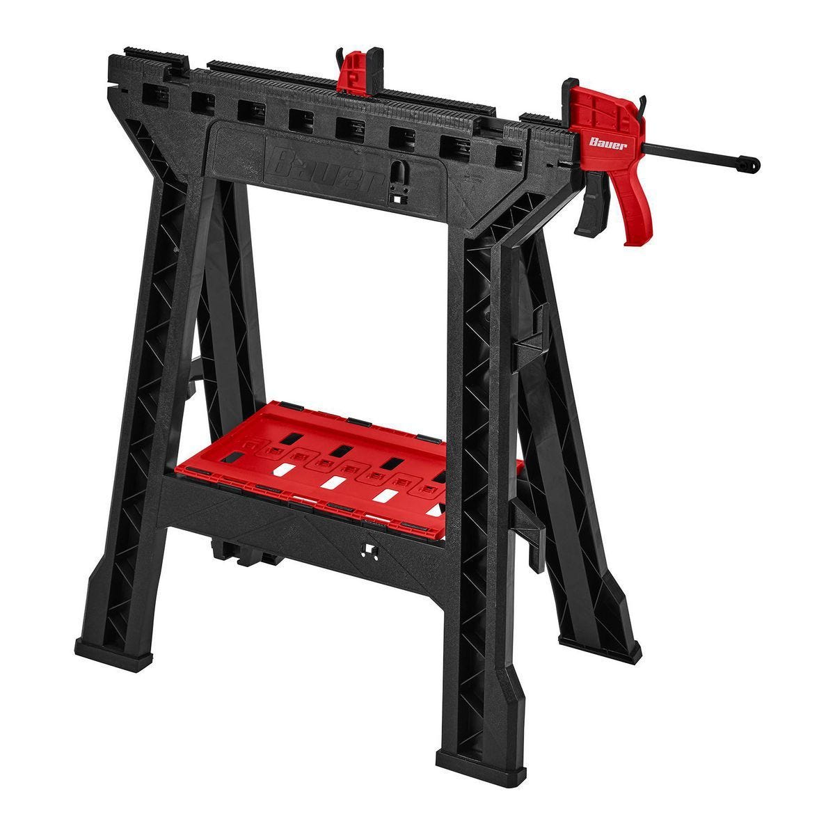 Caballete plegable de polipropileno de 32 pulgadas con prensa de barra, capacidad de 500 lb | 58874