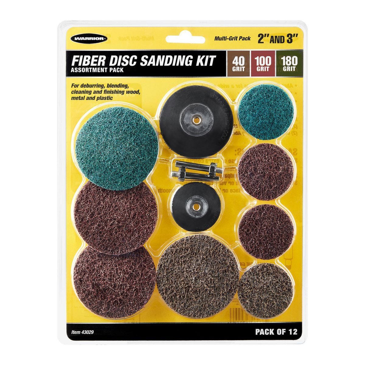 Kit de discos de fibra para lijado de 2 y 3 pulgadas con porta discos | 43029