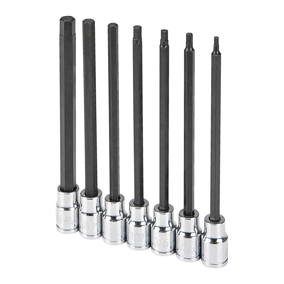Juego de dados hexagonales de extensión larga para llave de 3/8 pulgadas, 7 piezas SAE | 67889