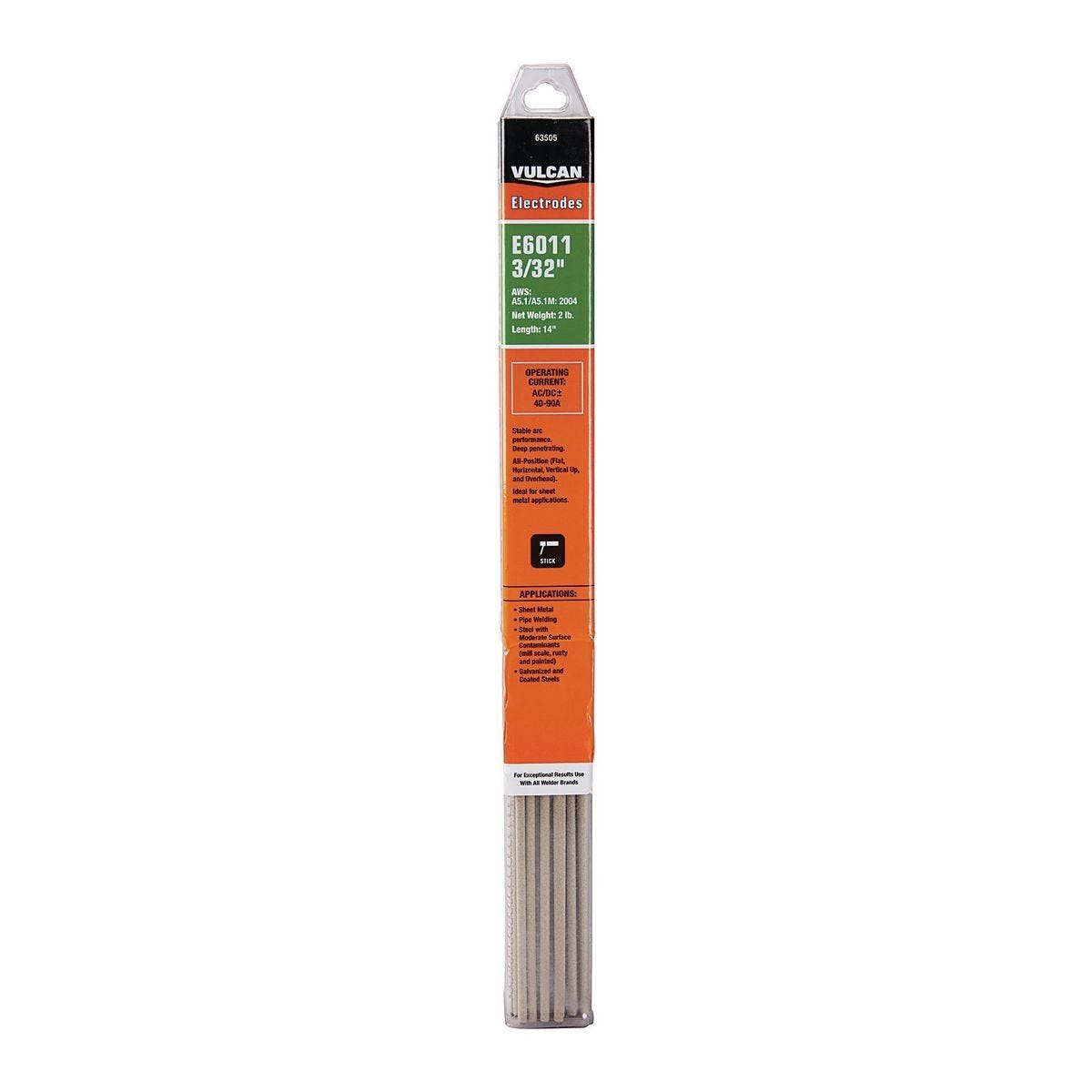 Electrodo de soldadura AWS E6011 3/32 pulgadas, 2 lb para tubería y lámina | 63505