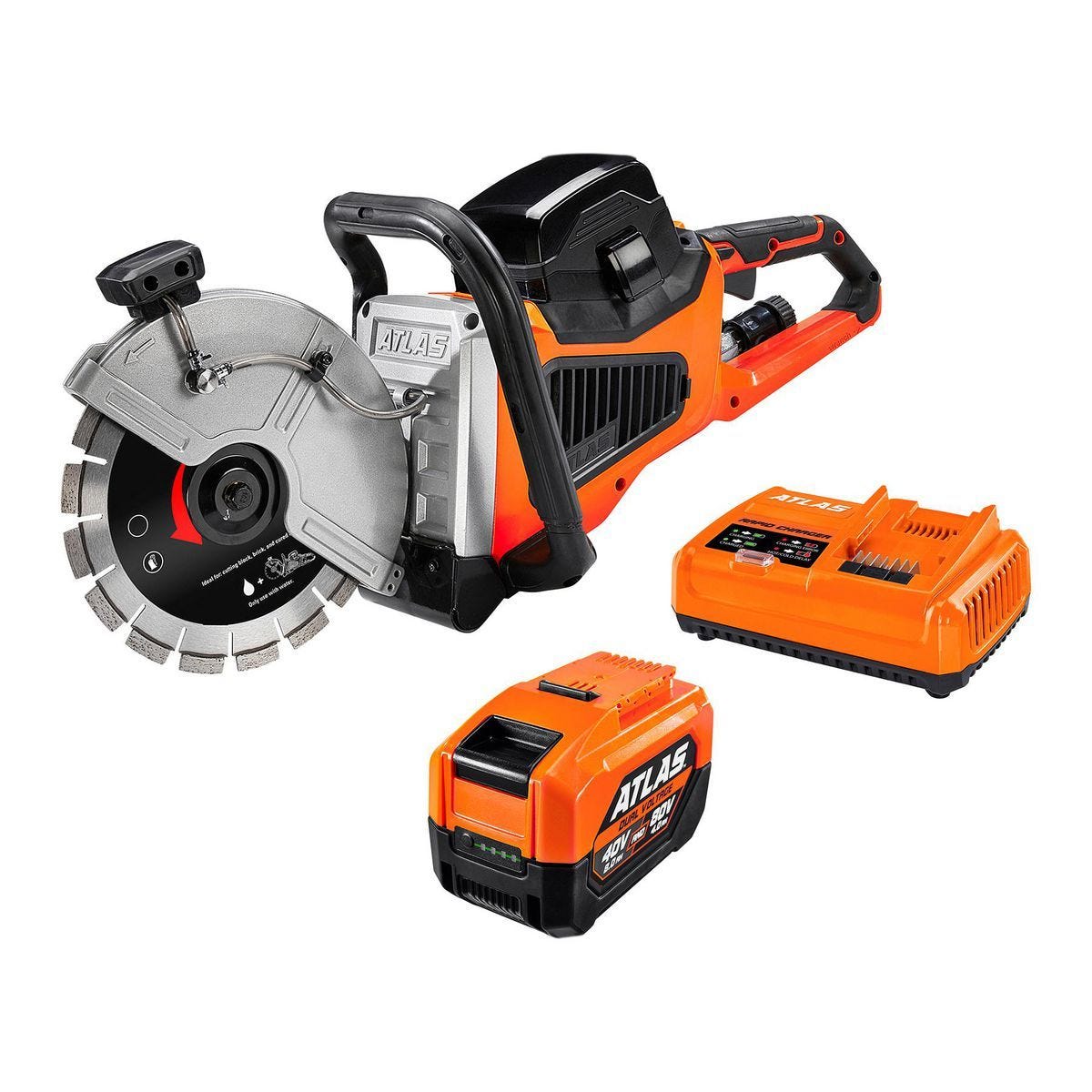 Kit de sierra de corte inalámbrica ATLAS 80V sin escobillas de 9 pulgadas con batería de 4 Ah y cargador rápido | 59660