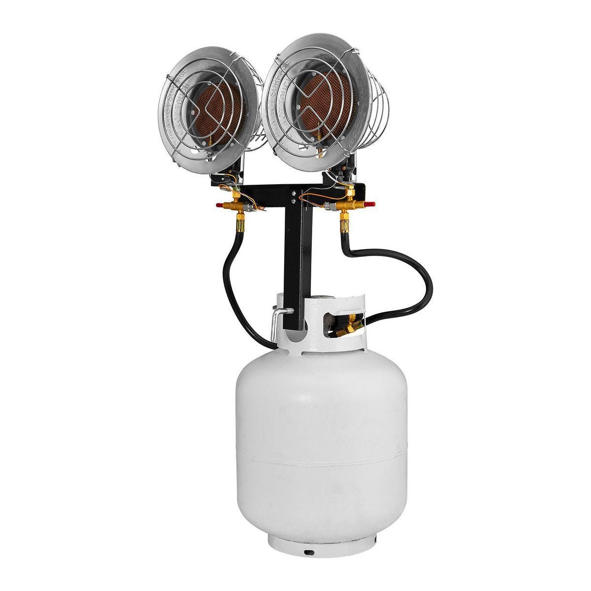 Calentador de propano de 30,000 BTU con doble cabezal para tanque